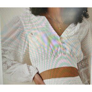LoveShackFancy White Lace Crop Top